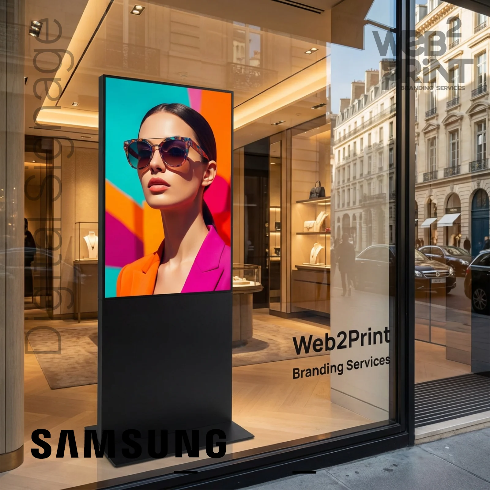 Διαφημιστική Οθόνη Totem Samsung 55" Digital Signage για Επιχειρήσεις 1 Διαφημιστική Οθόνη Samsung Digital Signage Μαύρη Web2Print