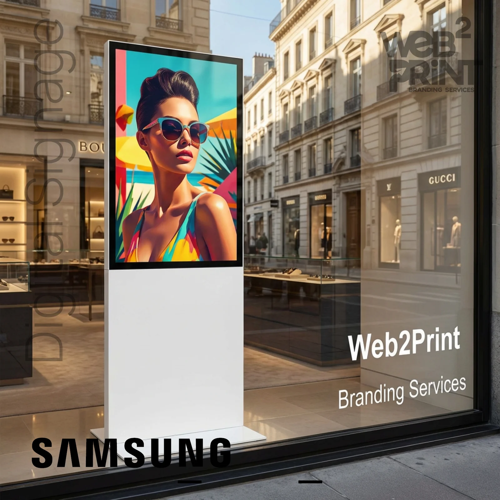 Διαφημιστική Οθόνη Totem Samsung 43" Digital Signage για Επιχειρήσεις 1 Διαφημιστική Οθόνη Samsung Digital Signage Λευκή Web2Print